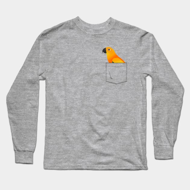 Sun Conure Parrot In Your Front Pocket Long Sleeve T-Shirt by Einstein Parrot